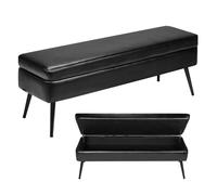 VEVOR Panca Contenitore in Pelle, Panca in Pelle PU con Contenitore e Gambe in Metallo, Panca Moderna per Ingresso, Imbottita per Soggiorno, Sala da Pranzo, Corridoio, Colore Nero