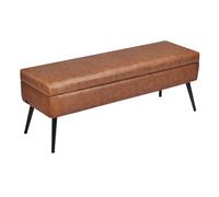 VEVOR Panca Contenitore in Pelle PU con Contenitore e Gambe in Metallo, Panchina Ingresso da Interno per Scarpe per Ingresso, Panche Moderne per Soggiorno, Sala da Pranzo, Corridoio, Marrone