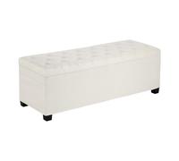 VEVOR Panca Contenitore, Panca con Bottoni Trapuntati e Tasche Laterali, Contenitore Imbottito Ribaltabile con Struttura in Metallo, Pouf da Letto in Lino per Soggiorno, Camera da Letto, Beige