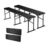 VEVOR Panca da Campeggio Portatile da 182 cm, Panca in Plastica Pieghevole per Picnic, Feste e Pasti in Campeggio, Capacità 150 kg per Posto, 2 Pezzi con 2 Borse per il Trasporto, Nera