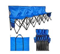 VEVOR Panca da Campeggio Portatile per Squadre con Tasche Laterali e Borsa per il Trasporto, Panca Pieghevole con Schienale, Panca Laterale con Sedile Laterale per Attività all'Aperto di Calcio, Blu