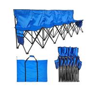 VEVOR Panca da Campeggio Portatile per Squadre con Tasche Laterali e Borsa per il Trasporto, Panca Pieghevole con Schienale, Panca Laterale con Sedile Laterale per Attività all'Aperto di Calcio, Blu