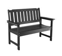 VEVOR Panca da Giardino, Panca da Esterno in Plastica Lunghezza 128 cm Capacità di Carico da 363 kg, Sedia per Esterno con Schienale Braccioli per Cortile, Parco, Giardino, Nero