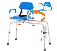 VEVOR Panca da Trasferimento per Vasca Scorrevole 150 kg Sedia da Doccia Scorrevole con Sedile Girevole a 360 Gradi, Bracciolo Girevole e Sedile Imbottito e Cintura di Sicurezza, per Anziani Disabili