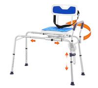 VEVOR Panca da Trasferimento per Vasca Scorrevole Capacità 180 kg Panca da Trasferimento per Vasca da Bagno, Sedile Girevole a 360 Gradi, con Braccioli, Cintura di Sicurezza, per Anziani Disabili