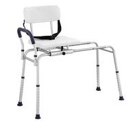 VEVOR Panca di Trasferimento per Vasca Scorrevole, Capacità di 180 kg Panca di Trasferimento per Vasca Regolabile in Altezza con Schienale Reversibile e Cintura di Sicurezza, per Disabili Anziani