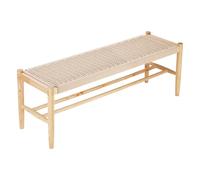 VEVOR Panca in Rattan Legno da 120 cm con Scarpiera, Panca da Ingresso con Gambe in Rovere, Panca Boho in Legno Massello con Rattan Intrecciato a Mano per Ingresso, Camera da Letto, Soggiorno