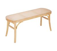 VEVOR Panca in Rattan, Panca in Rattan in Legno da 1100 mm, Panca da Ingresso con Gambe in Quercia, Panca Boho per i Piedi della Camera da Letto con Rattan Intrecciato a Mano, per Soggiorno, Cucina