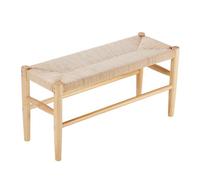 VEVOR Panca in Rattan, Panca in Rattan in Legno da 80 cm, Panca da Ingresso con Gambe in Quercia, Panca Boho per i Piedi della Camera da Letto con Rattan Intrecciato a Mano, per Soggiorno, Cucina
