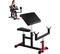 VEVOR Panca Pesi Regolabile in Acciaio Carbonio, per Allenamento Forza Bicipiti, Carico 200 kg, Stazione con Bilanciere Isolato e Braccio Seduto, Panche Regolabili per Palestra Domestica