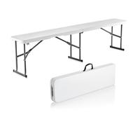 VEVOR Panca Pieghevole Plastica Portatile Esterni Picnic Giardino 183 cm Bianco