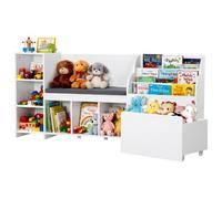 VEVOR Panca Portagiocattoli per Bambini 170 x 40 x 80 cm Cassapanca con Scaffale per Libri in Legno con Contenitore per Giocattoli, Panca da Lettura con Schienale, Cassapanca per Sala Giochi Salotto