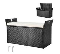 VEVOR Panca Portaoggetti da Esterno, Panca Portaoggetti in Rattan PE per 2 Persone, Contenitore con Cuscino Maniglia Laterale, Supporta max. 362 kg, Seduta da Giardino Decorazione per Balcone