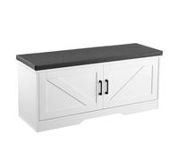 VEVOR Panca Portascarpe da Ingresso, Scarpiera 100 x 35,5 x 46 cm, Panca da Ingresso con Cuscino Imbottito, 2 Ante a Battente e Ripiano Altezza Regolabile, per Corridoio, Soggiorno, Bianco Nero