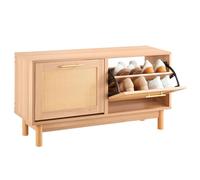 VEVOR Panca Portascarpe da Ingresso, Scarpiera con Panca Portascarpe 100x30x53 cm, Contenitore con 2 Cassetti, Scarpiera da 136 kg, 4 Scomparti e 2 Ante in Rattan, per Corridoio, Soggiorno