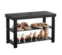 VEVOR Panca Portascarpe da Soggiorno 70 x 29 x 45 cm, Panca da Ingresso, Carico a 130 kg, Scarpiera a 3 Ripiani con Seduta, per Ingresso, Corridoio, Soggiorno, Camera da letto, Nero