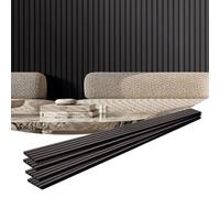 VEVOR Pannelli Acustici a Doghe in Legno 2400 x 200 mm Pannelli da Parete in Legno MDF con Accenti per Decorazione Pareti Interne, Pannelli da Parete in Finto Legno, Riduzione del Rumore, Quercia Nera