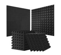 VEVOR Pannelli Acustici in Schiuma, 36 Pezzi, 300 x 300 x 50 mm, Piramidali Adesivi per Pareti, Pannelli Fonoassorbenti Acustici Resistenti al Fuoco, Pannelli Acustici per Pareti e Soffitti, Nero