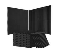 VEVOR Pannelli Acustici in Schiuma, Pannelli Acustici Adesivi ad Alta Densità, Pannello Acustico Ignifugo, Pannello Fonoassorbente per Pareti e Soffitti di Studi, 52 Pezzi 300 x 300 x 25 mm, Nero
