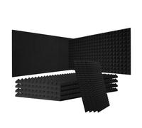 VEVOR Pannelli Acustici in Schiuma, Piramidali Adesivi per Pareti, Pannelli Fonoassorbenti Acustici Resistenti al Fuoco, Pannelli Acustici per Pareti e Soffitti, 4 Pezzi, 1200 x 600 x 50 mm, Nero