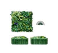 VEVOR Pannelli da Parete in Erba Artificiale 500 x 500 x 50 mm 12 Pezzi, Pannello di Bosso Verde Combinato 3D per Decorazioni Verdi per Interni ed Esterni e Copertura di Recinzione in Edera, Verde