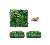 VEVOR Pannelli da Parete in Erba Artificiale, 8 Pezzi da 500 x 500 mm Pannello di Bosso Verde Combinato 3D per Decorazioni Verdi per Interni ed Esterni e Copertura di Recinzione in Edera, per Giardino