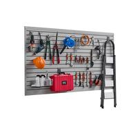 VEVOR Pannelli per Pareti a Doghe per Garage con Accessori, Pannello per Pareti a Doghe Regolabile, con Struttura di Accoppiamento e Taglio Fai da Te Stoccaggio, Grigio 1225 x 2450 x 20 mm