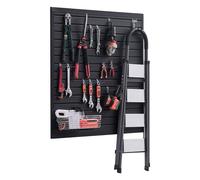 VEVOR Pannelli per Pareti a Doghe per Garage con Disegno Modulare, Pannello per Pareti a Doghe Regolabile, con Struttura di Accoppiamento e Taglio Fai da Te, Nero 1230 x 1235 x 20 mm