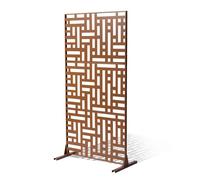 VEVOR Pannelli per Privacy in Metallo 120x50,8x193 cm Schermi Pannelli per Privacy all'Aperto, Fendivista Divisorio per Esterno Indipendente, Recinzione Decorativa 3 Schermi da Giardino, Marrone