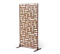VEVOR Pannelli per Privacy in Metallo 120x50,8x193 cm Schermi Pannelli per Privacy all'Aperto, Fendivista Divisorio per Esterno Indipendente, Recinzione Decorativa 3 Schermi da Giardino, Marrone
