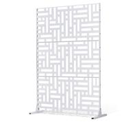 VEVOR Pannelli per Privacy in Metallo 120x50,8x193 cm Schermi Pannelli per Privacy all'Aperto, Fendivista Divisorio per Esterno Indipendente, Recinzione Decorativa 3 Schermi da Giardino, Bianco