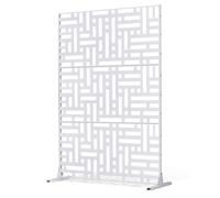 VEVOR Pannelli per Privacy in Metallo 120x50,8x193 cm Schermi Pannelli per Privacy all'Aperto, Fendivista Divisorio per Esterno Indipendente, Recinzione Decorativa 3 Schermi da Giardino, Bianco