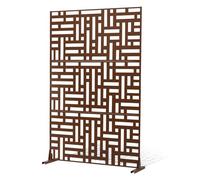VEVOR Pannelli per Privacy in Metallo 91x50,8x191 cm Schermi Pannelli per Privacy all'Aperto, Fendivista Divisorio per Esterno Indipendente, Recinzione Decorativa 3 Schermi da Giardino, Marrone