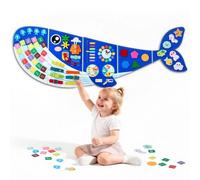 VEVOR Pannello Attività da Parete in Feltro, Orca Montessori Pieghevole, Gioco Sensoriale Educativo 12 in 1 con Numeri, Lettere, Animali e Forme, per Viaggio, Asilo Nido, Aula, Sala Giochi e Casa