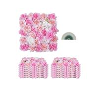 VEVOR Pannello da Parete con Fiori 3D 380 x 380 mm 12 Pezzi Sfondo da Parete con Fiori Artificiali, Supporto in Rete, Design Senza Soluzione di Continuità, per Decorazioni per Matrimoni, Casa, Rosa