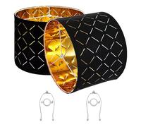 VEVOR Paralume a Tamburo, Set da 2 Pezzi Copri Lampadine con Arpa 330 x 330 x 250 mm, Paralume di Ricambio per Lampade da Tavolo, Lampada da Terra Lampadine a Sospensione, Decorazione Traforo, Nero