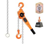 VEVOR Paranco a Catena Manuale a Leva, Capacità 1500 kg, Catena in Lega di Acciaio G80 con Sollevamento di 3 m e Freno Meccanico a Doppio Nottolino, Ganci Rotanti, per Magazzino Garage