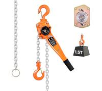 VEVOR Paranco a catena manuale a leva, 1500 kg, 3 m, catena G80, freno doppio, ganci rotanti
