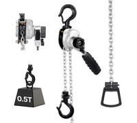 VEVOR Paranco a Catena Manuale a Leva, Capacità 500 kg, Catena in Lega di Acciaio G80 con Sollevamento di 6 m e Freno Meccanico a Doppio Nottolino, Ganci Rotanti, per Magazzino Garage