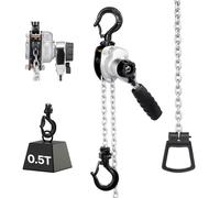 VEVOR Paranco a Catena Manuale a Leva, Capacità 500 kg, Catena in Lega di Acciaio G80 con Sollevamento di 3 m e Freno Meccanico a Doppio Nottolino, Ganci Rotanti, per Magazzino Garage