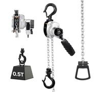 VEVOR Paranco a Catena Manuale a Leva, Capacità 500 kg, Catena in Lega di Acciaio G80 con Sollevamento di 1,5 m e Freno Meccanico a Doppio Nottolino, Ganci Rotanti, per Magazzino Garage