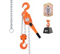 VEVOR Paranco a Catena Manuale a Leva, Capacità 6000 kg, Catena in Lega di Acciaio G80 con Sollevamento di 6 m e Freno Meccanico a Doppio Nottolino, Ganci Rotanti, per Magazzino Garage