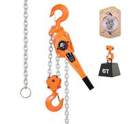 VEVOR Paranco a Catena Manuale a Leva, Capacità 6000 kg, Catena in Lega di Acciaio G80 con Sollevamento di 3 m e Freno Meccanico a Doppio Nottolino, Ganci Rotanti, per Magazzino Garage