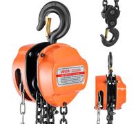 VEVOR Paranco a Catena Manuale, Capacità 2 T, con Catena Zincata G80 di Aggiornamento, Altezza di Sollevamento 6 m, Paranco a Puleggia per Macchinari Automobilistici da Magazzino, Arancione