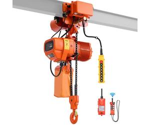 VEVOR Paranco Elettrico a Catena da 2000 kg, Paranco a Catena Doppia G100, Altezza di Sollevamento 6,1 m, con Telecomando Wireless da 100 m e Telecomando Cablato da 4,8 m, Trifase per Garage Fabbriche