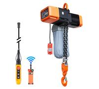 VEVOR Paranco Elettrico a Catena Fisso da 2721 kg, Paranco a Catena Doppia G100, Altezza di Sollevamento 9,1 m, con Telecomando Wireless da 100 m e Telecomando Cablato da 8,2 m, Trifase per Fabbriche