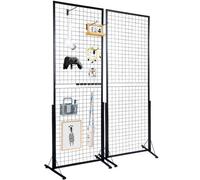 VEVOR Parete con Pannello a Griglia Metallica per Esposizioni Mostre 840 x 578 x 16 mm da 2 Pezzi Pannello Portaoggetti da Pavimento, Pannello a Griglia Porta Quadri Foto Utensili Capacità Max. 27 kg