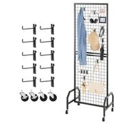 VEVOR Parete Pannello a Griglia 60 x 164 cm 1 pezzo Espositore da Pavimento con 10 Ganci, Parete a Pannello in Acciaio al Carbonio, Scaffale per Esposizione per Decorazioni, Nero