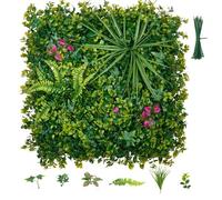 VEVOR Parete Verde Artificiale 50,8 x 50,8 cm, Set di 12 Pannelli di Siepe Artificiale per Pareti e Recinzioni, Con Piante Verdi Realistiche, per Decorazione di Balcone, Giardino, Cortile e Salotto
