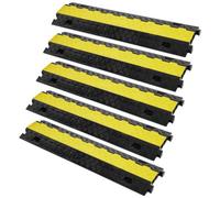 VEVOR Passacavo TPU TPR per Protezione dei Cavi Tubi a Pavimento 2 Canali 5 pz 3,05 x 2,79 cm, Rampa Passacavo Modulare a Pavimento per Cavi Impermeabile Carico Max. 10000kg, Rampa Stradale 2 Canali